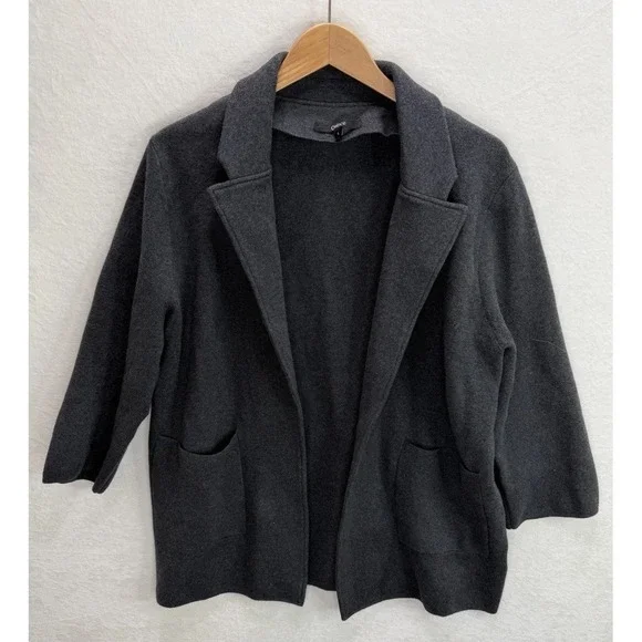 Quince Women's Organic Cotton Knit Blazer in Charcoal Size Large - Picture 2 of 7